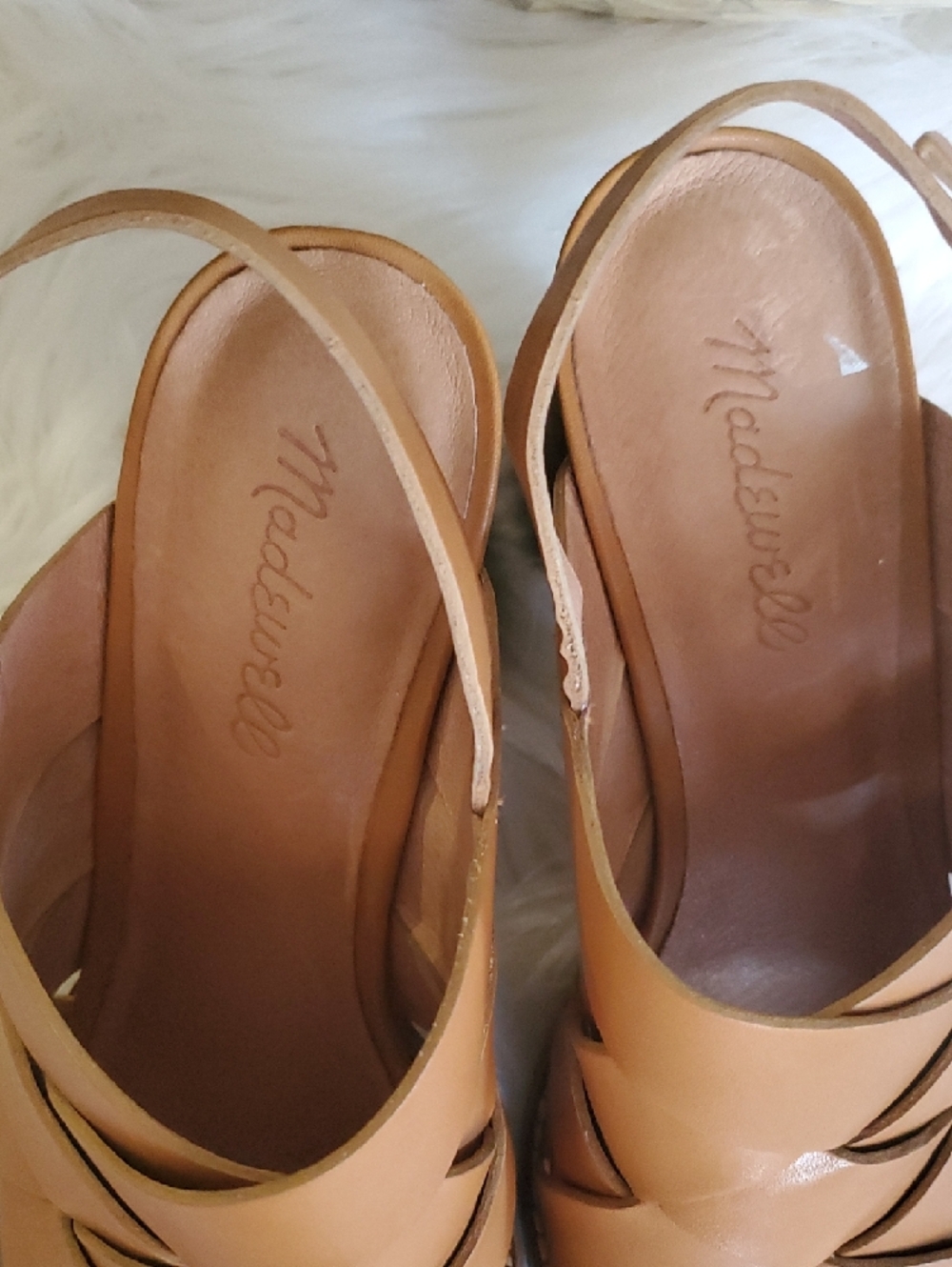 Madewell Camel/Tan Woven Leather Slingback Sandals - Picture 2 of 15
